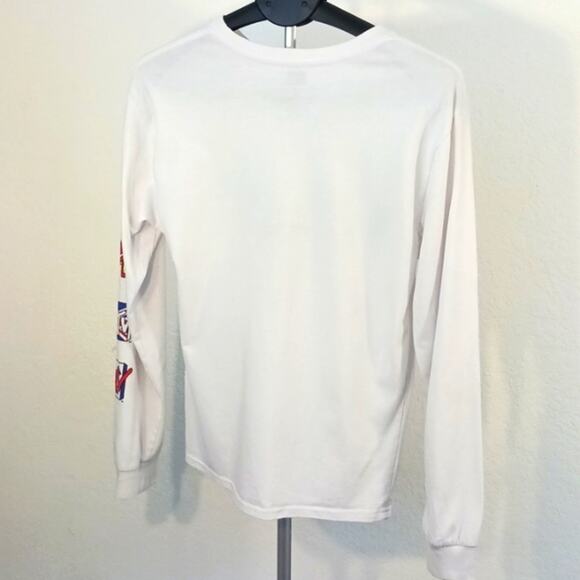 MTv WHITE T-shirt Mens Sz M Long Sleeve Unisex Colorful Retro Burnout Preppy VNT - Picture 5 of 5